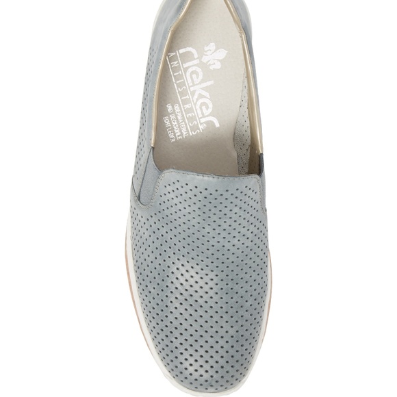 Rieker NEW Women's 10 Wedge Sneakers Comfort SlipOn Leather - Picture 3 of 7